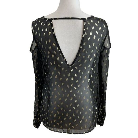 Love Fire Women's XS Black Cold Shoulder Blouse - Picture 2 of 5